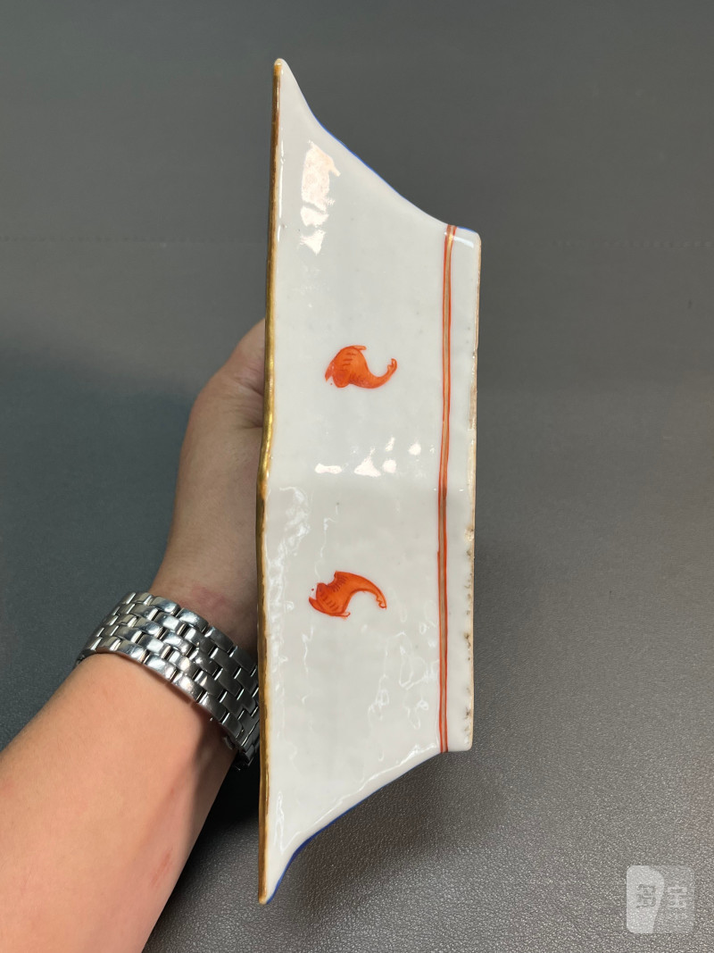 清同治  蓝地粉彩缠枝花卉纹攒盘 ( 一套九只 ) - 图8